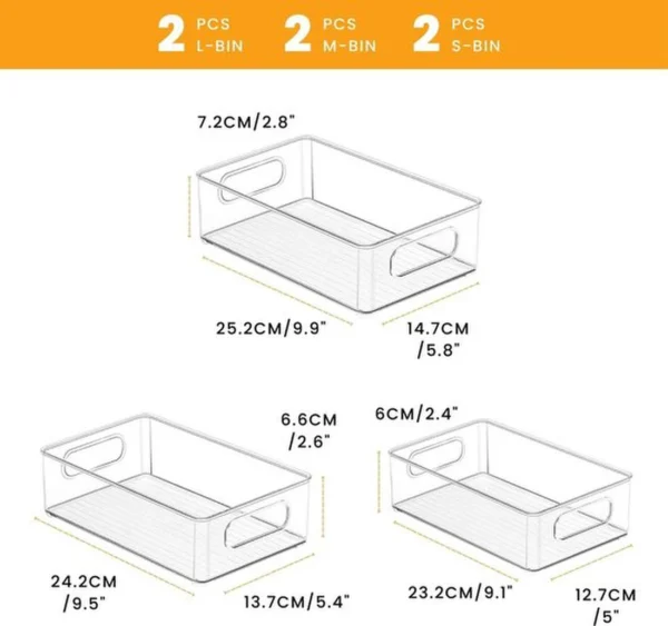 P-87213239405082-20260406095331.webp Unyqoos® Set van 6 transparante opbergdozen voor koelkast en keukenorganisatie