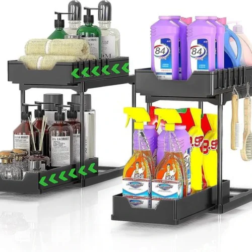P-87213239412080-20260406095238.webp Unyqoos® Multifunctioneel Opslagsysteem voor Keuken en Badkamer met Dubbele Laden en Haken