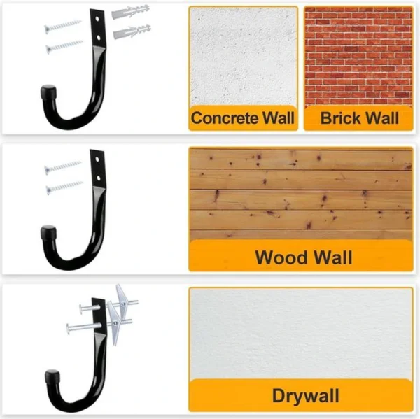 P-87213239415987-20260406120225.webp Unyqoos® Set van 9 stevige wandhaken voor zware lasten en ladderopslag in garage