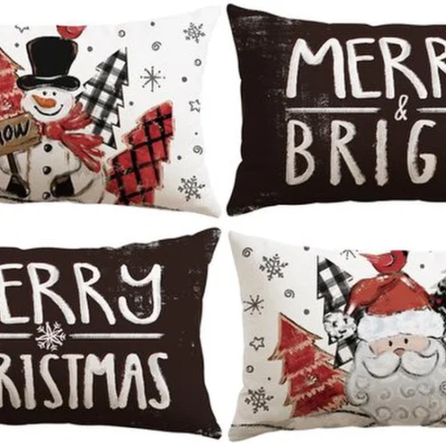 P-87213239423110-20260406111657.webp Unyqoos® Set van vier feestelijke kussenslopen met kerstmotief voor sfeervolle decoratie
