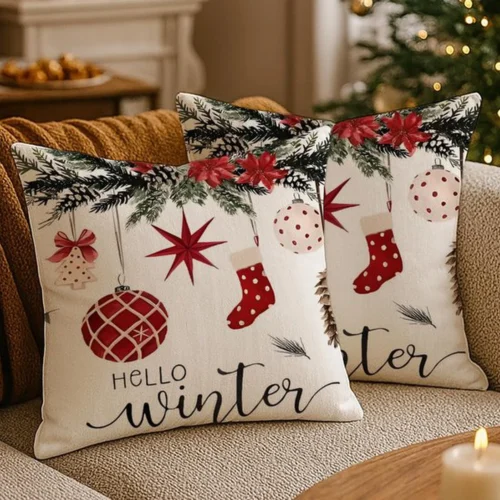 Unyqoos® Set van twee moderne kussenhoezen met verborgen rits voor feestelijke decoratie