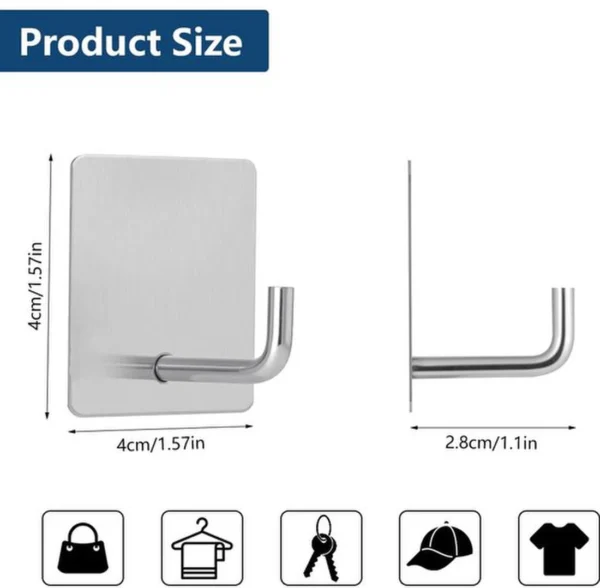 P-87213239440493-20260406120436.webp Unyqoos® Set van 8 zelfklevende roestvrijstalen haken voor badkamer en keuken
