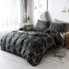 Unyqoos® Moderne Zwart Marmerlook Microvezel Beddengoedset voor Eenpersoonsbed met Ritssluiting