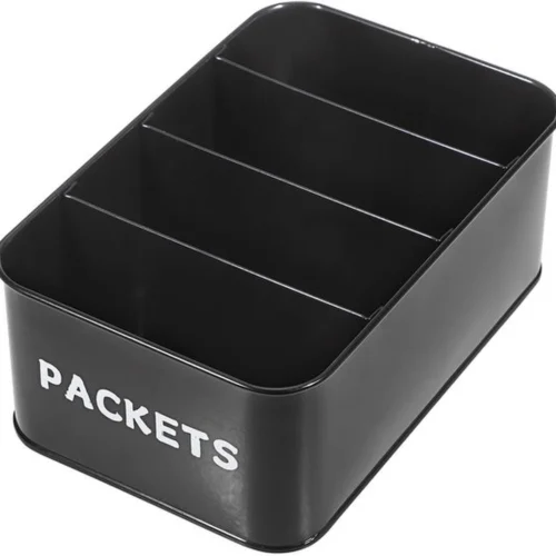 P-87213239475830-20260406102625.webp Unyqoos® Zwarte metalen kruiden- en theezakjes organizer met vier vakken voor keukenopslag
