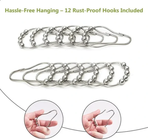 Unyqoos® Waterdicht douchegordijn met wafelweefsel en gaasvenster voor hoteluitstraling,groen,183 cm