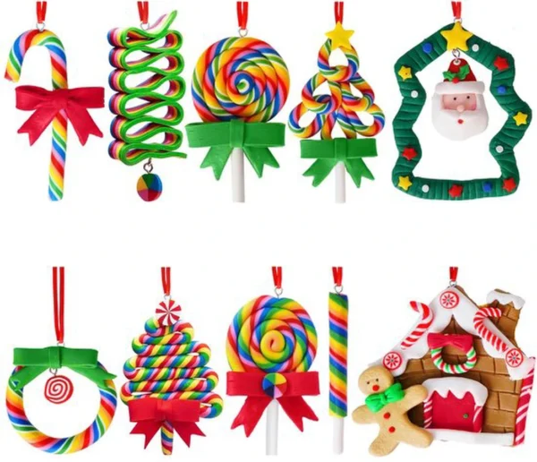 P-87213239489000-20260406092918.webp Unyqoos® Set van 10 kleurrijke kerstboomornamenten in snoepvorm voor feestelijke decoratie