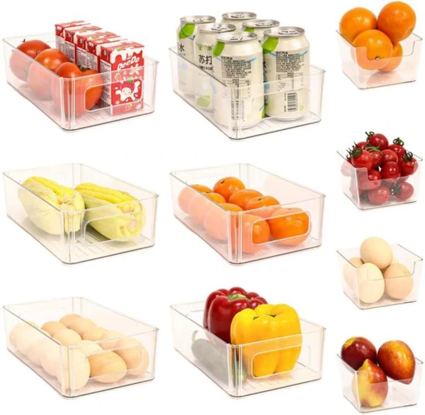 Unyqoos® Set van 10 transparante opbergdozen voor koelkast en keukenorganisatie