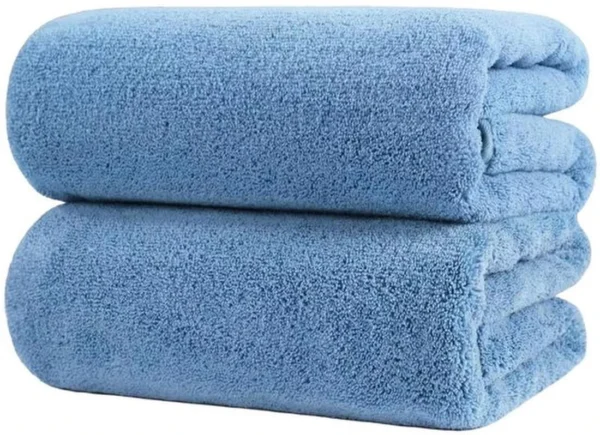 P-87213239537370-20260405181557.webp Unyqoos® Sneldrogende microvezel badhanddoeken in blauw met groot formaat en satijnen rand