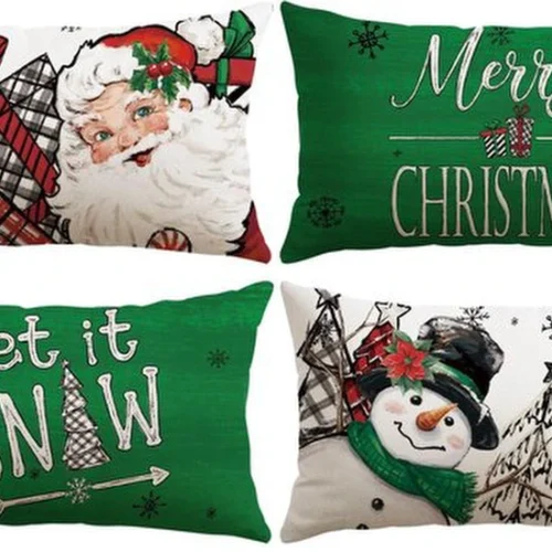 Unyqoos® Set van 4 decoratieve kerstkussenhoezen met verborgen ritssluiting