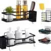 P-87213239558540-20260405174352.webp Unyqoos® Praktische 5-delige Doucherek Organizer zonder Boren met RVS Hoekrek en 4 Haken