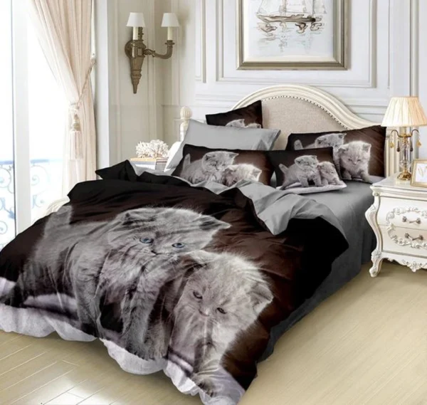 Unyqoos® Betoverende 3D Kitten Beddengoed Set met Dubbelzijdige Patronen en Ritssluiting