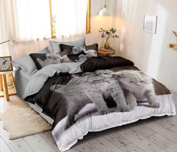 Unyqoos® Betoverende 3D Kitten Beddengoed Set met Dubbelzijdige Patronen en Ritssluiting
