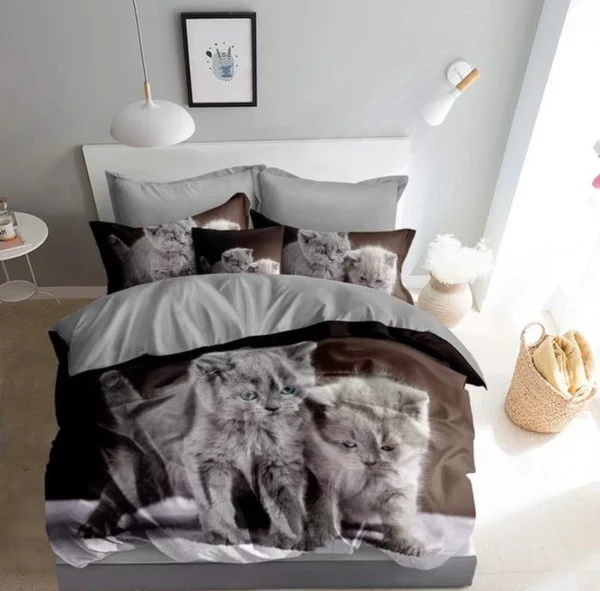 Unyqoos® Betoverende 3D Kitten Beddengoed Set met Dubbelzijdige Patronen en Ritssluiting