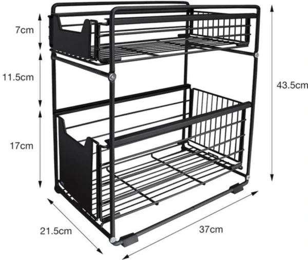 Unyqoos® Dubbel Laag Opschuifbare Lade-Organizer voor Onder Wastafel en Keuken, Badkamer Opslagoplossing