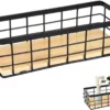 P-87213239596470-20260406082741.webp Unyqoos® Stijlvolle metalen wandkorf met houten basis voor veelzijdige opslag
