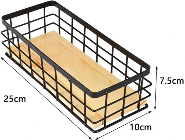 P-87213239596476-20260406082745.webp Unyqoos® Stijlvolle metalen wandkorf met houten basis voor veelzijdige opslag