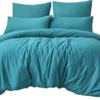 P-87213239609195-20260405105653.webp Unyqoos® Turquoise microvezel beddengoedset 200x200 cm met ritssluiting en kussenslopen