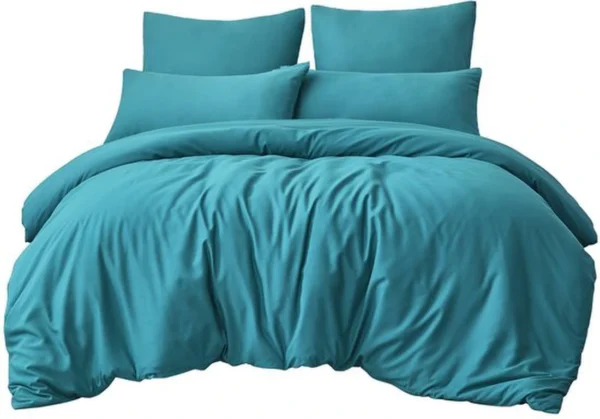 P-87213239609195-20260405105653.webp Unyqoos® Turquoise microvezel beddengoedset 200x200 cm met ritssluiting en kussenslopen