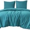 P-87213239609197-20260405105702.webp Unyqoos® Turquoise microvezel beddengoedset 200x200 cm met ritssluiting en kussenslopen