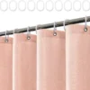 P-87213239615342-20260403114424.webp Unyqoos® Roze waterdichte textiele douchegordijn met linnenlook en ringen