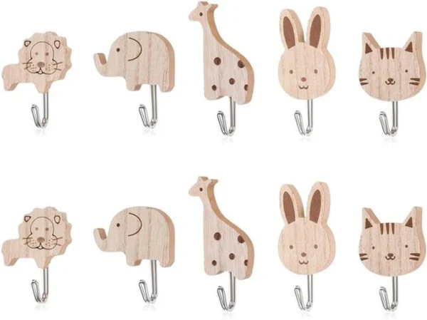 P-87213239674440-20260406121613.webp Unyqoos® Set van 10 houten dierenhaken voor kinderkamer en slaapkamer decoratie