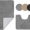 Unyqoos® Grijze badmatset met antislip en hoge waterabsorptie voor badkamer