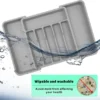 P-87213239723016-20260406100314.webp Unyqoos® Verstelbare grijze bestekbak met antislip en 6 tot 8 vakken voor keukenladen
