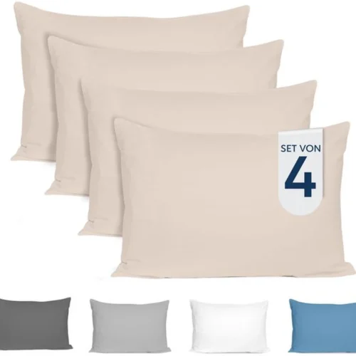 P-87213239737730-20260406111828.webp Unyqoos® Set van 4 Zachte Kussenslopen 40x80 cm van Jersey Katoen in Beige