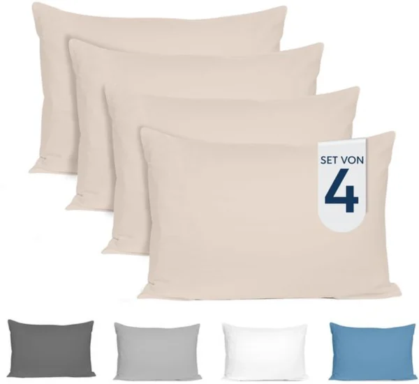 P-87213239737730-20260406111828.webp Unyqoos® Set van 4 Zachte Kussenslopen 40x80 cm van Jersey Katoen in Beige