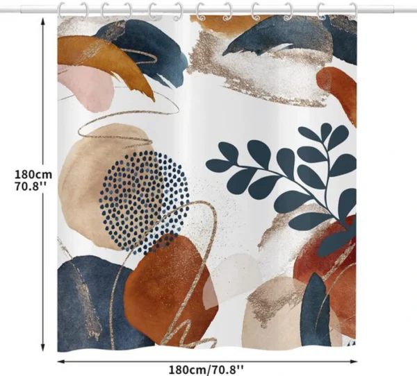 P-87213239740841-20260403114440.webp Unyqoos® Stijlvol en Waterdicht Douchegordijn met Uniek Abstract Ontwerp voor Moderne Badkamers