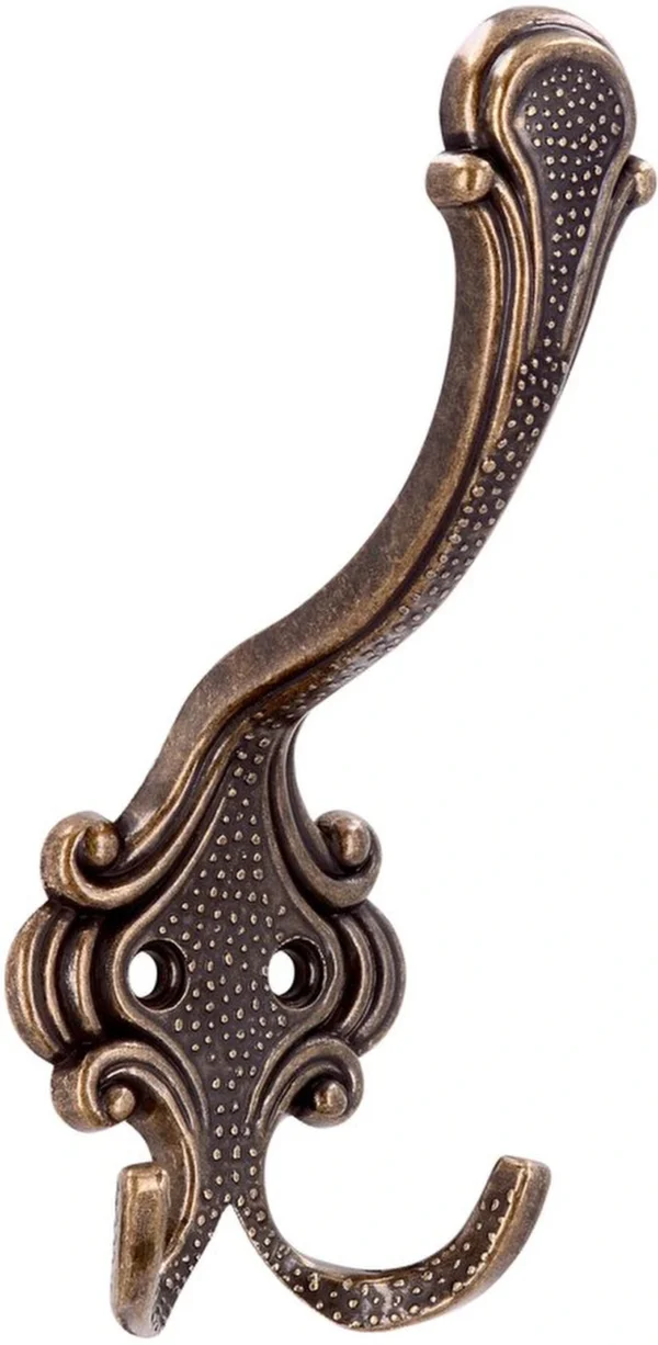 Unyqoos® Antiek Stijlvolle Dubbele Hoedhaak voor Jassen en Accessoires in Metaal Messing Look