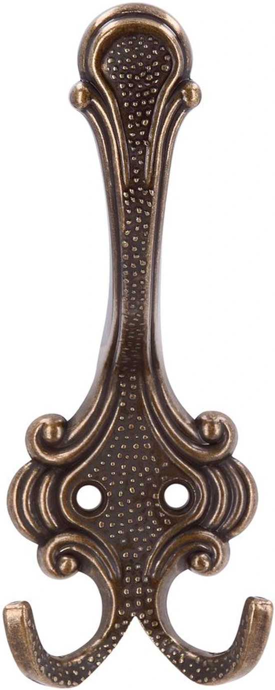 Unyqoos® Antiek Stijlvolle Dubbele Hoedhaak voor Jassen en Accessoires in Metaal Messing Look
