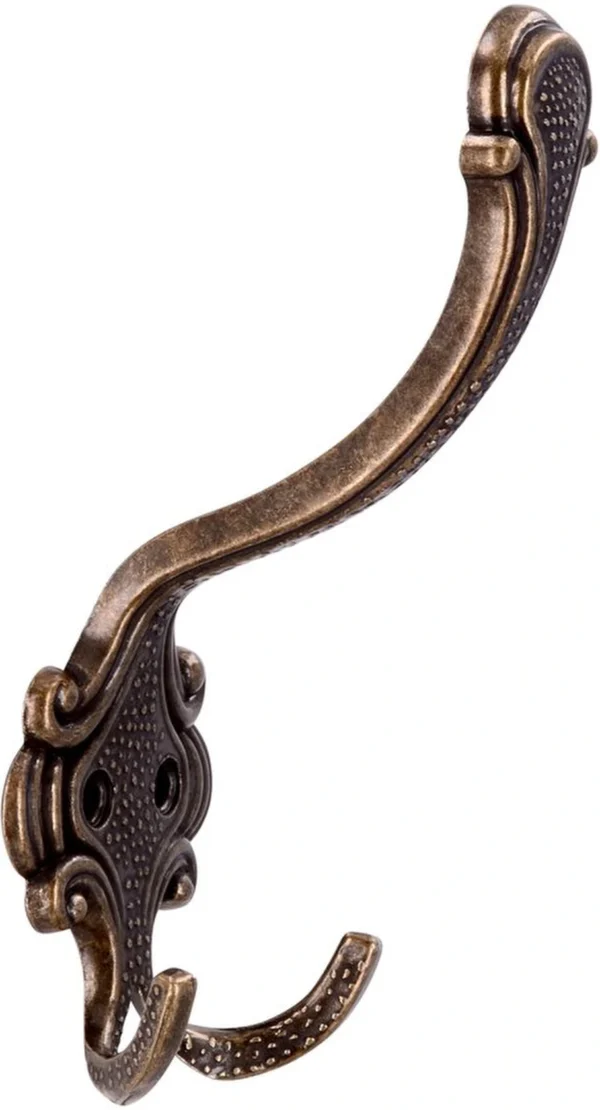 Unyqoos® Antiek Stijlvolle Dubbele Hoedhaak voor Jassen en Accessoires in Metaal Messing Look