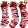 Unyqoos® Set van drie gebreide kerstkousen voor feestelijke decoratie in huis