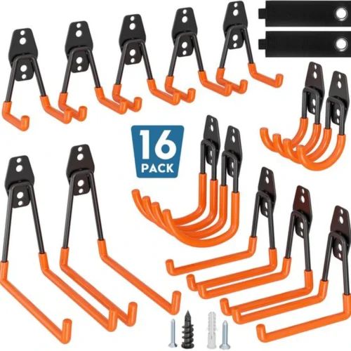 Unyqoos® Complete set wandhaken voor garages en werkplaatsen met antislipcoating