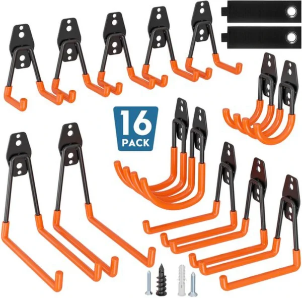 Unyqoos® Complete set wandhaken voor garages en werkplaatsen met antislipcoating