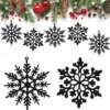 P-87213239784330-20260406093249.webp Unyqoos® Set van 30 glinsterende zwarte sneeuwvlokken kerstdecoraties voor feestelijke versiering