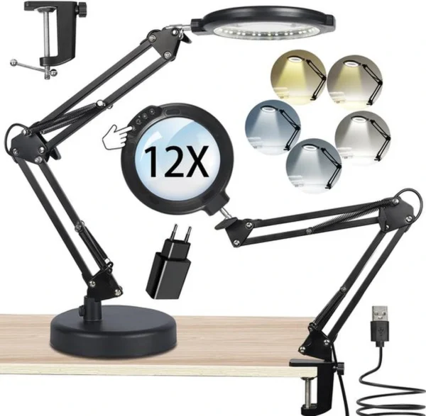 P-87213239785870-20260331100517.webp Unyqoos® Verstelbare loeplamp met licht en klem voor lezen en precisiewerk
