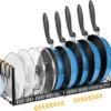 Unyqoos® Pannenhouder met Verstelbare Verdelers en Uittrekbare Steunbeugels voor Optimale Keukenorganisatie