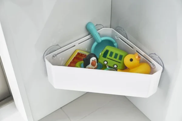 P-87213239811678-20260405174436.webp Unyqoos® Minimalistische hoekplank voor badkameropslag met zuignappen