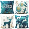 Unyqoos® Set van 4 feestelijke kussenhoezen 40x40 cm met kerstmotieven