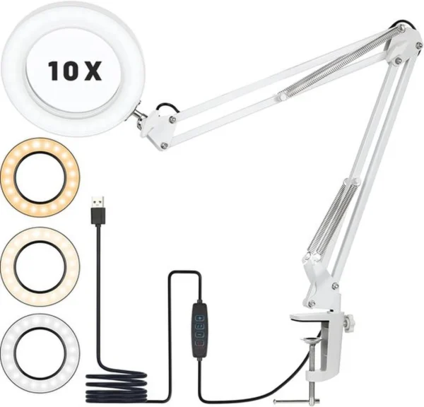 Unyqoos® Dimbare LED Vergrootlamp met Klem en Standaard voor Precies Werk en Lezen