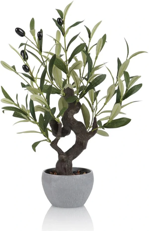 Unyqoos® Realistische kunstmatige olijfboom in stenen pot voor elk interieur