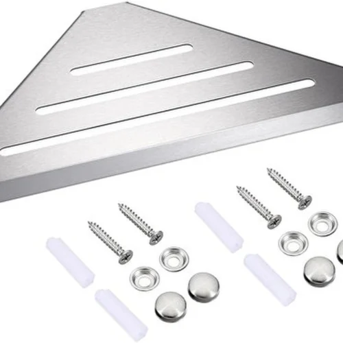 Unyqoos® Roestvrijstalen Hoekdoucherek Wandplank Driehoekige Opberger voor Badkamer en Keuken 30 cm Zilver