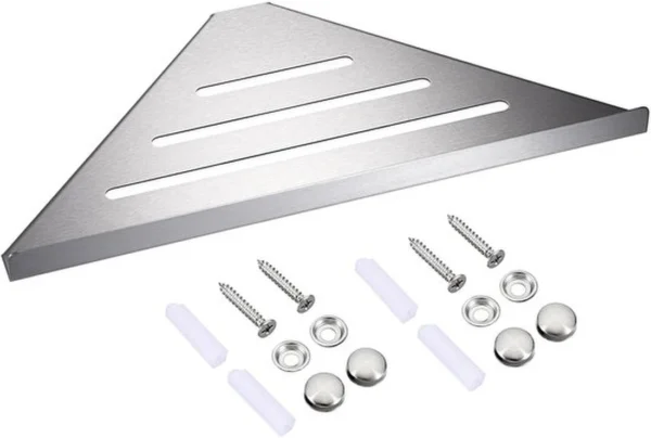 Unyqoos® Roestvrijstalen Hoekdoucherek Wandplank Driehoekige Opberger voor Badkamer en Keuken 30 cm Zilver