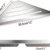 Unyqoos® Roestvrijstalen Hoekdoucherek Wandplank Driehoekige Opberger voor Badkamer en Keuken 30 cm Zilver