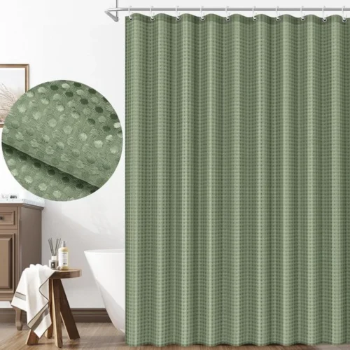 P-87213239964130-20260403114041.webp Unyqoos® Stijlvol Waterbestendig Douchegordijn met Wafelpatroon en Praktische Ophangringen, 180 x 200 cm