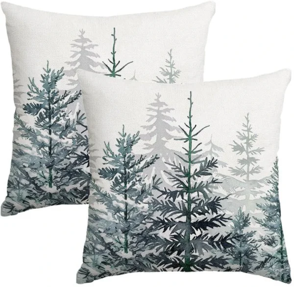Unyqoos® Set van 2 decoratieve kussenhoezen met kerstmotief voor winterse sfeer