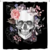 Unyqoos® Halloween Douchegordijn met Bloemen en Skeletmotief Inclusief Haken
