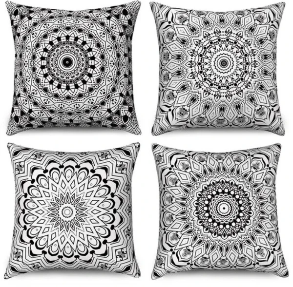 Unyqoos® Set van 4 Boho Kussenslopen in Zwart Linnen voor Binnen en Buiten Decoratie